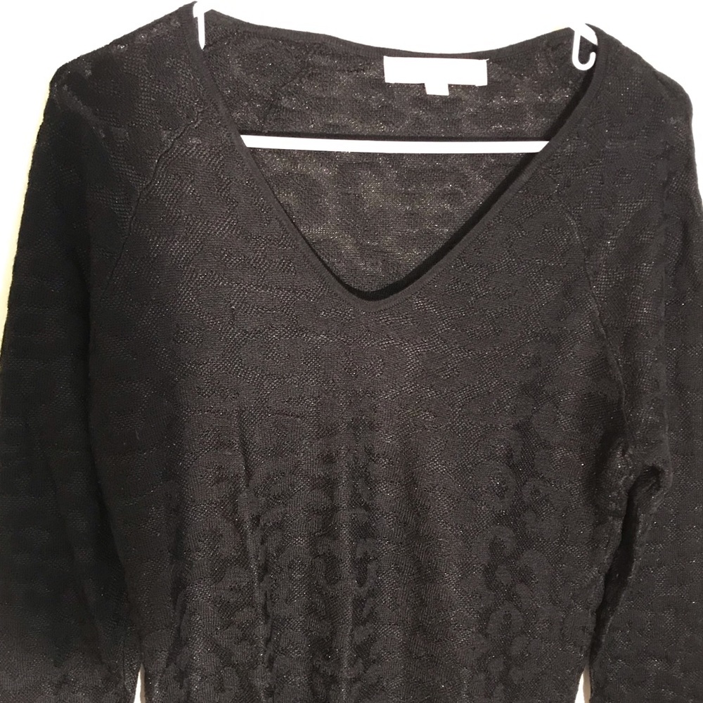 Ann Taylor Loft Black Leopard Print Sweater